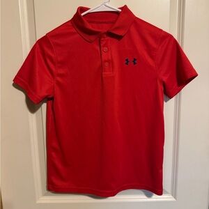 Under Armour Boys Size Medium Red Polo Shirt